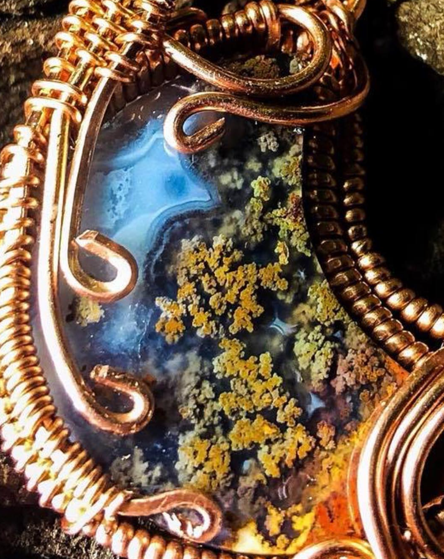 Moss Agate Copper Pendant